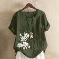 thumbnail image 1 of Brilliant Womens Tops Short Sleeve Plus Size Spring Summer 2024 Women's Summer Casual Round Neck Flower Printing Loose Shirt Tops/Green/S-5XL, 1 of 5