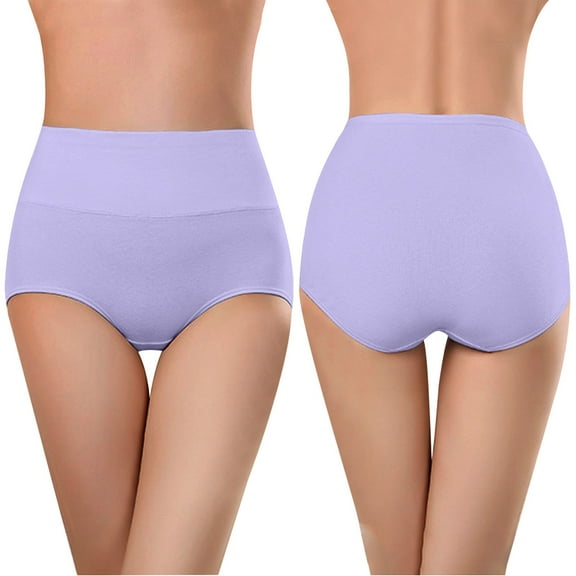 Brilliant Womens Underwear Briefs Cotton High Waist Womens Underwear Soft High Waist Breathable Solid Color Briefs Panties for Women Purple XL