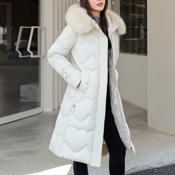 Brilliant Womens Wool Overcoat Winter Coat Fashion Thick Long-Sleeved Hooded Jacket in Cotton-Padded Jacket Clearance Clothes under $5.00