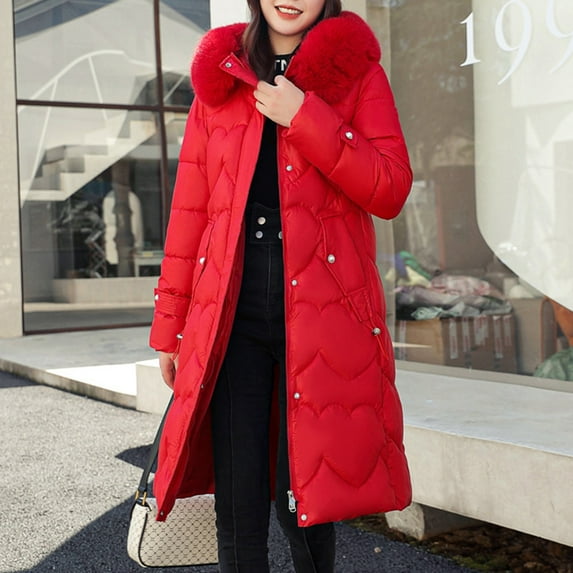 Brilliant Womens Wool Overcoat Winter Coat Fashion Thick Long-Sleeved Hooded Jacket in Cotton-Padded Jacket Clearance Clothes under $5.00