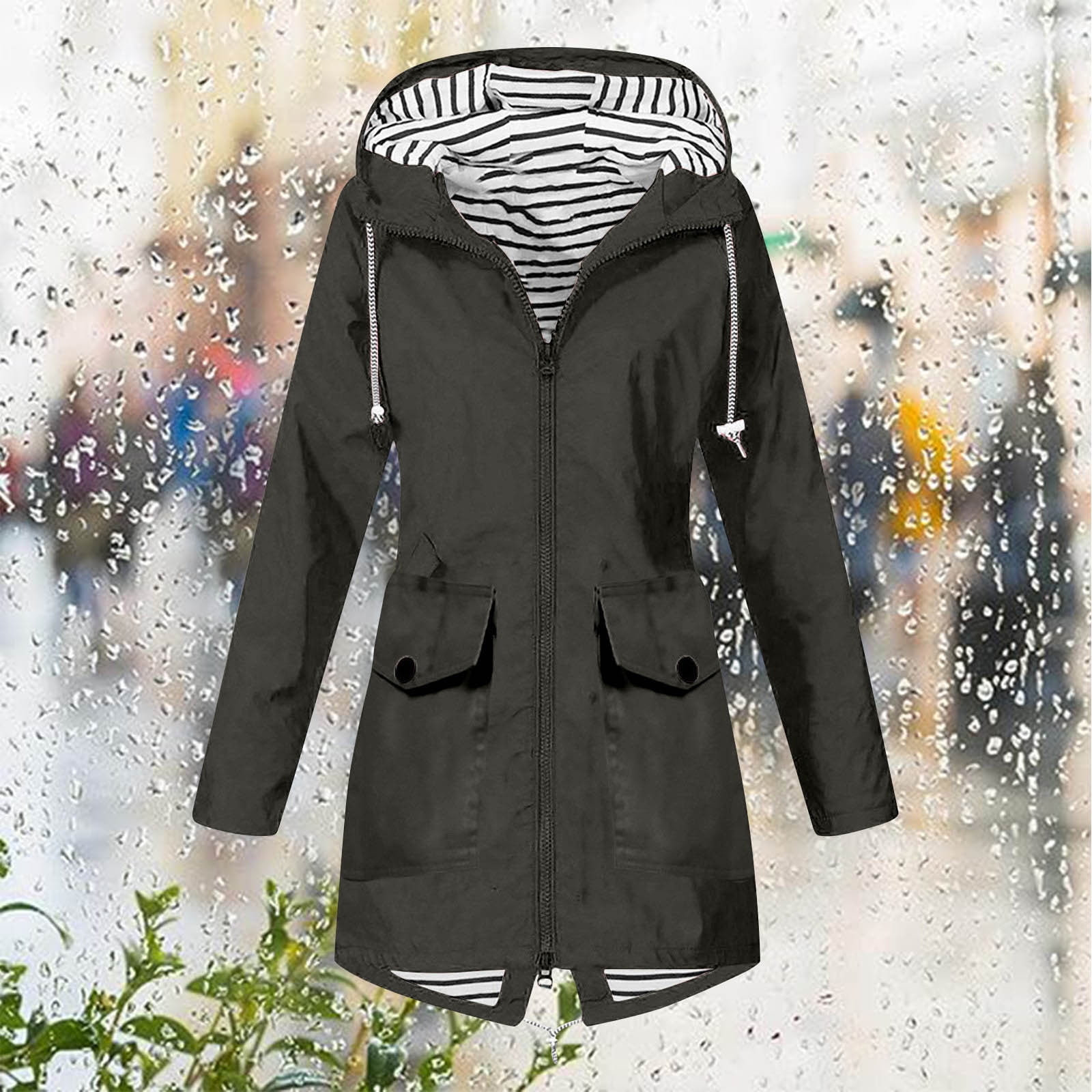 Women's Zip Rain Jacket | Hooded