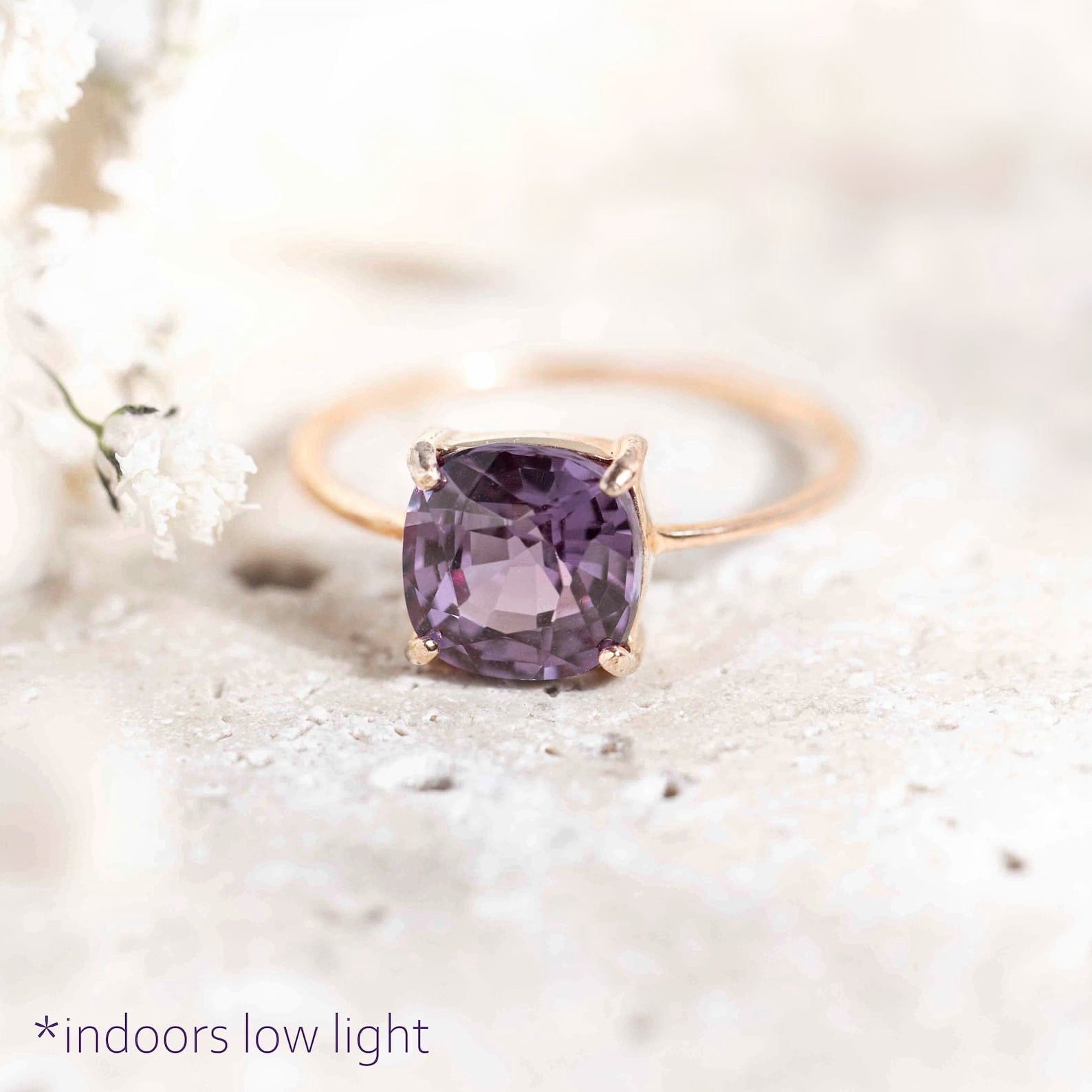 Brilliant cut alexandrite ring, purple to red color changing ...