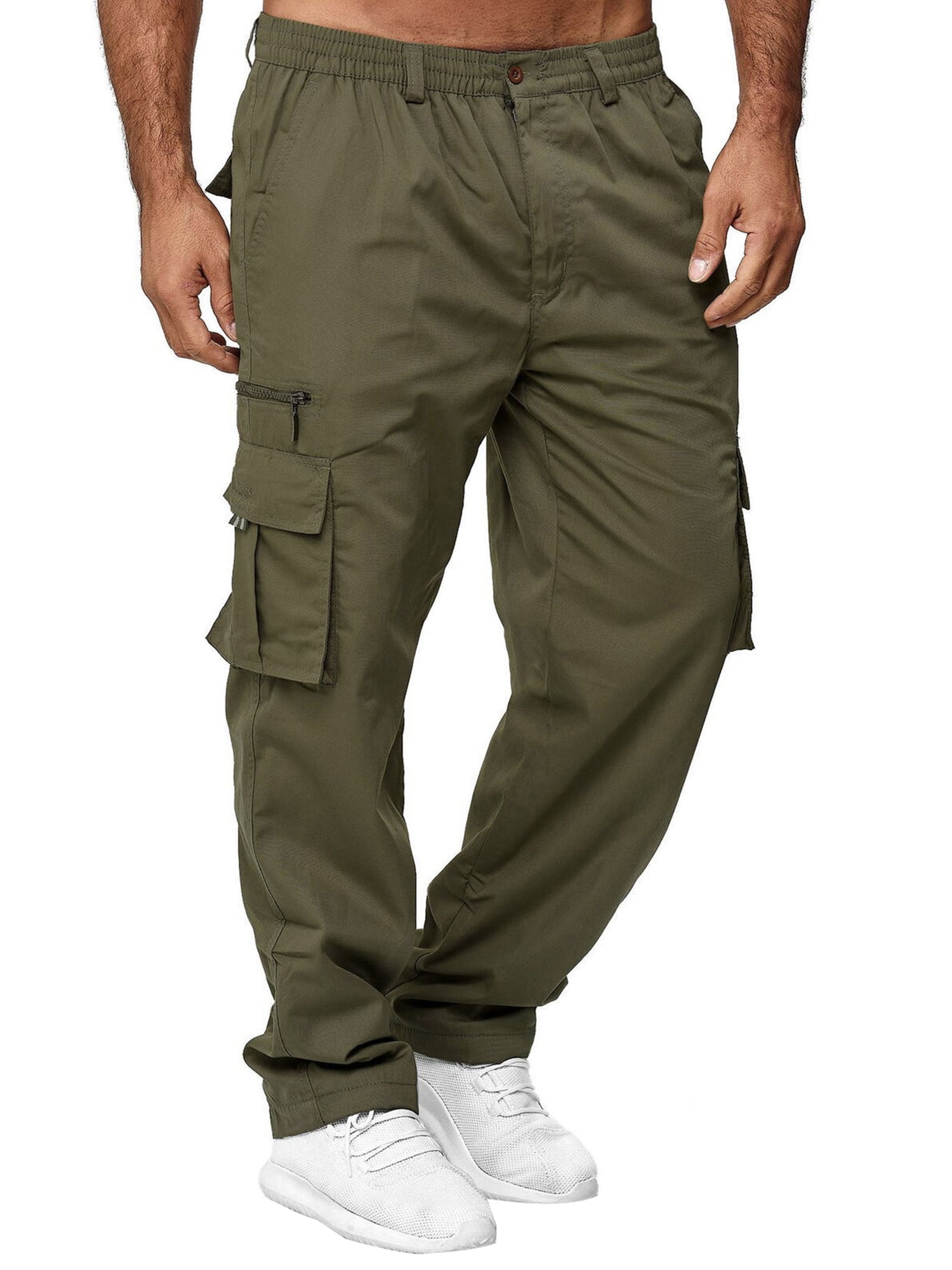 BrilliantMe Men Loose Pants Multi-pocket Drawstring Cargo Pants Harajuku  Baggy Trousers Navy XXL 