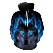 BrilliantMe Women Men Animal Graphic 3D Wolf Print Hoodie Sweater Sweatshirt Pullover Tops S
