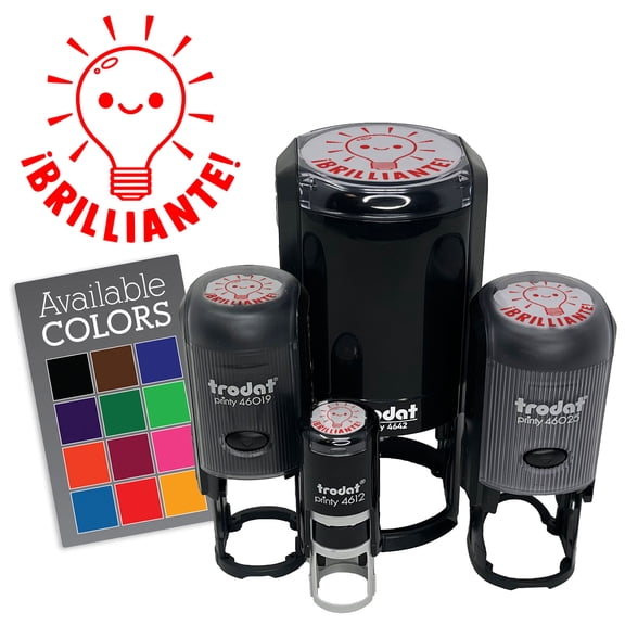 Brilliante Bright Light Bulb Spanish Compliment Self-Inking Rubber Stamp for Stamping Ink Stamper Crafting Planners - 1/2 Inch Mini - Black Ink