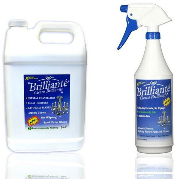 Brilliante Crystal Cleaner Spray Bottle + 1 Gallon Refill Bottle