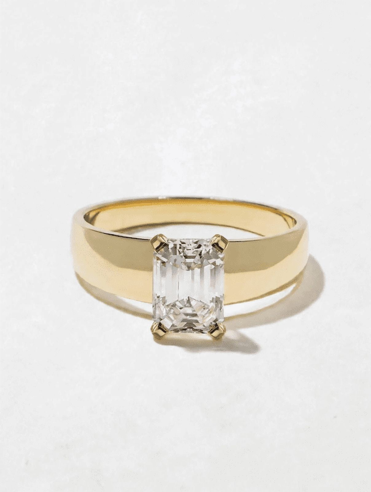 Brilliaura 2.2Ct Emerald Cut Lab Grown Diamond Solitaire Ring in Wide ...