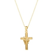 Brilliance Women's Sterling Silver 14KT Gold Plated Cross Pendant with 18-Inch Chain