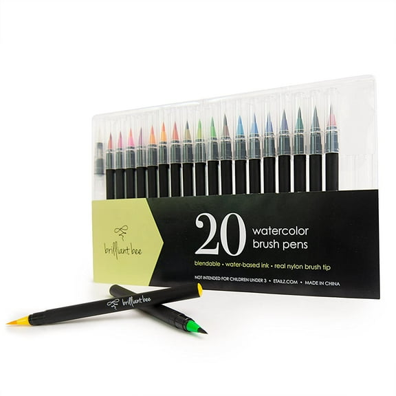 Brillint Bee Watercolor Brush Pens (20 Pack, Multi-color)