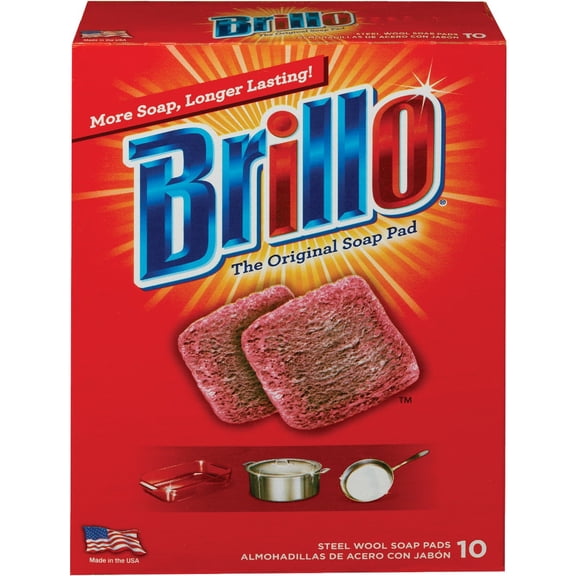 Brillo Basics Steel Wool Scrub Pads, 8-ct. Box Pack of 12 96 count Home & Garage Storage, Stackable Design