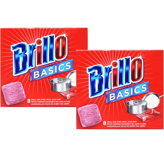 Brillo Basics Steel Wool Scrub Pads, 8-ct. Box - 2 Pack