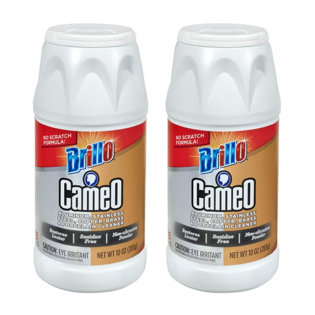 Brillo Cameo Aluminum & Stainless Steel Cleaner, 10oz, 2 Pack for Cleaning Pots, Sinks