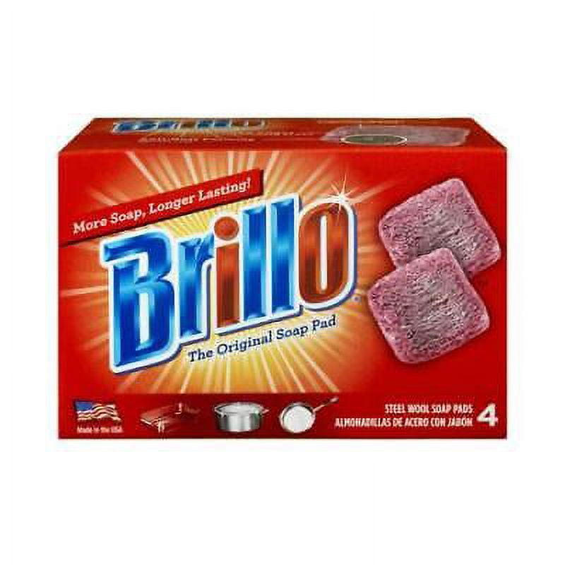 Brillo Heavy Duty Steel Wool Pads For MultiPurpose 4 pc. (Pack of 12