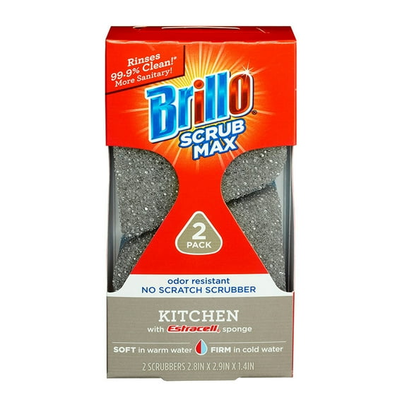 Brillo Scrub Max Kitchen Scrub Sponge (2-Count) 24824 Pack of 6