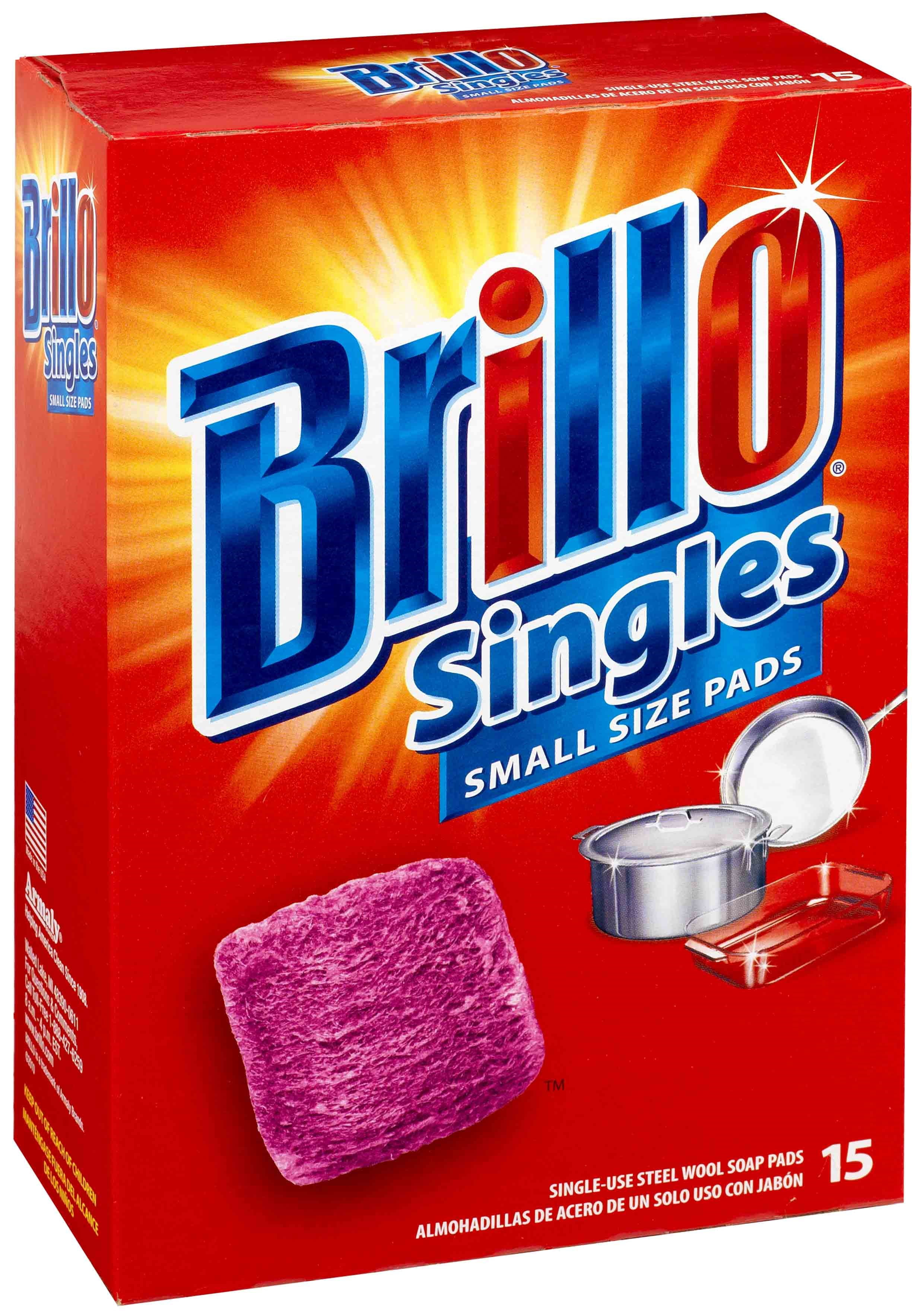  Brillo Single Use Steel Wool Soap Pads, Smaller Size Original  Red Scent, 15 Count Pack of 1 : Industrial & Scientific