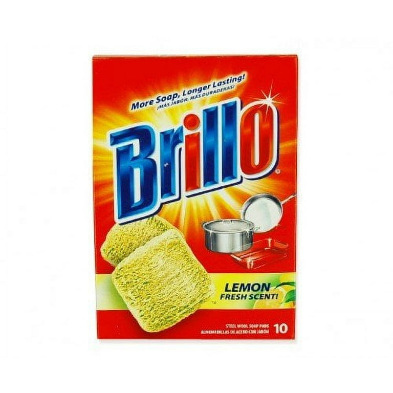 Brillo Steel Wool Soap Pads, Long Lasting, Lemon Scent Cleaning (Lemon, 10  Count (Pack of 1))