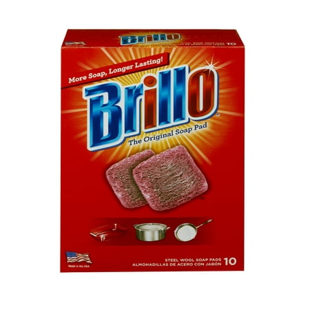 Brillo Original Steel Wool Scouring Pad, 10 Count