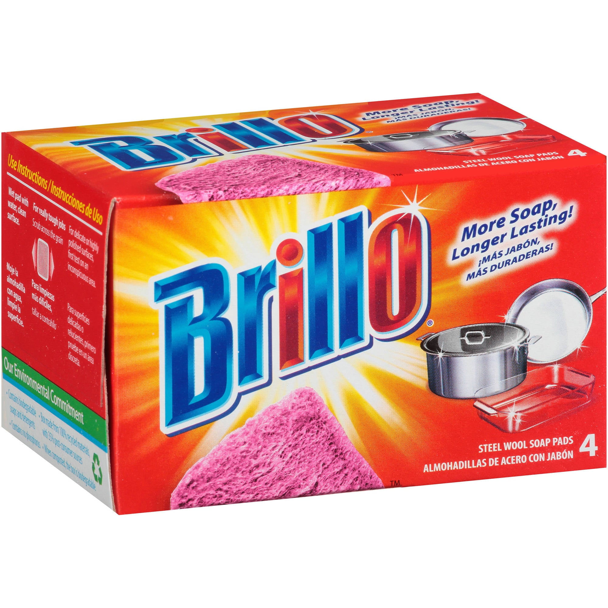 BRILLO STEEL WL PADS 4CT (Pack of 12) - Walmart.com