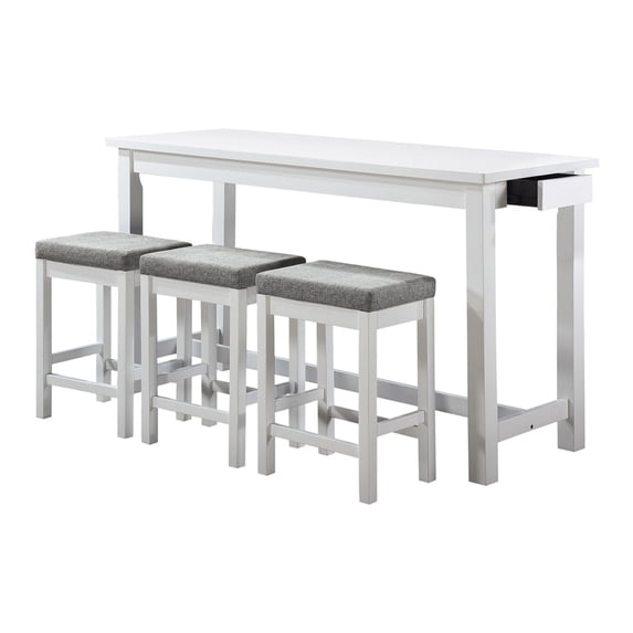 Brim 4-Piece Rectangular White Wood Top Counter Height Dining Room Set