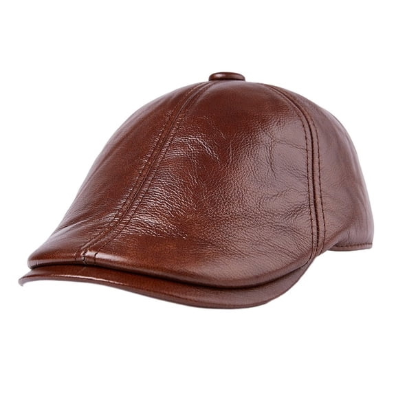 Brim Hat Genuine Cowhide Cow Leather Old Man Hat Hat Men Spring, Cotton Cap Brushed And Thick ,Fashion
