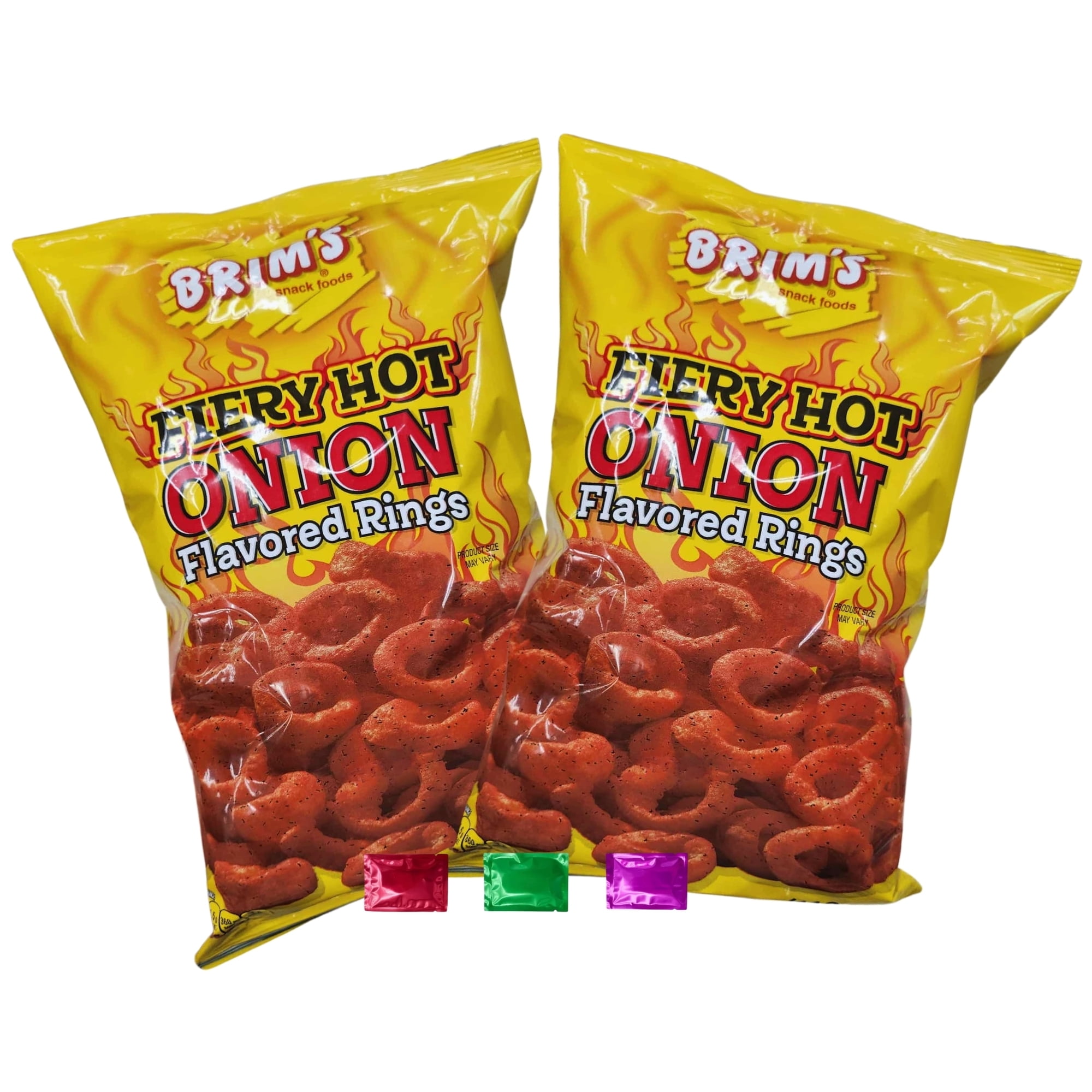 Brim's Fiery Hot Onion Flavored Rings Snacks, Gluten-Free Crispy Spicy ...