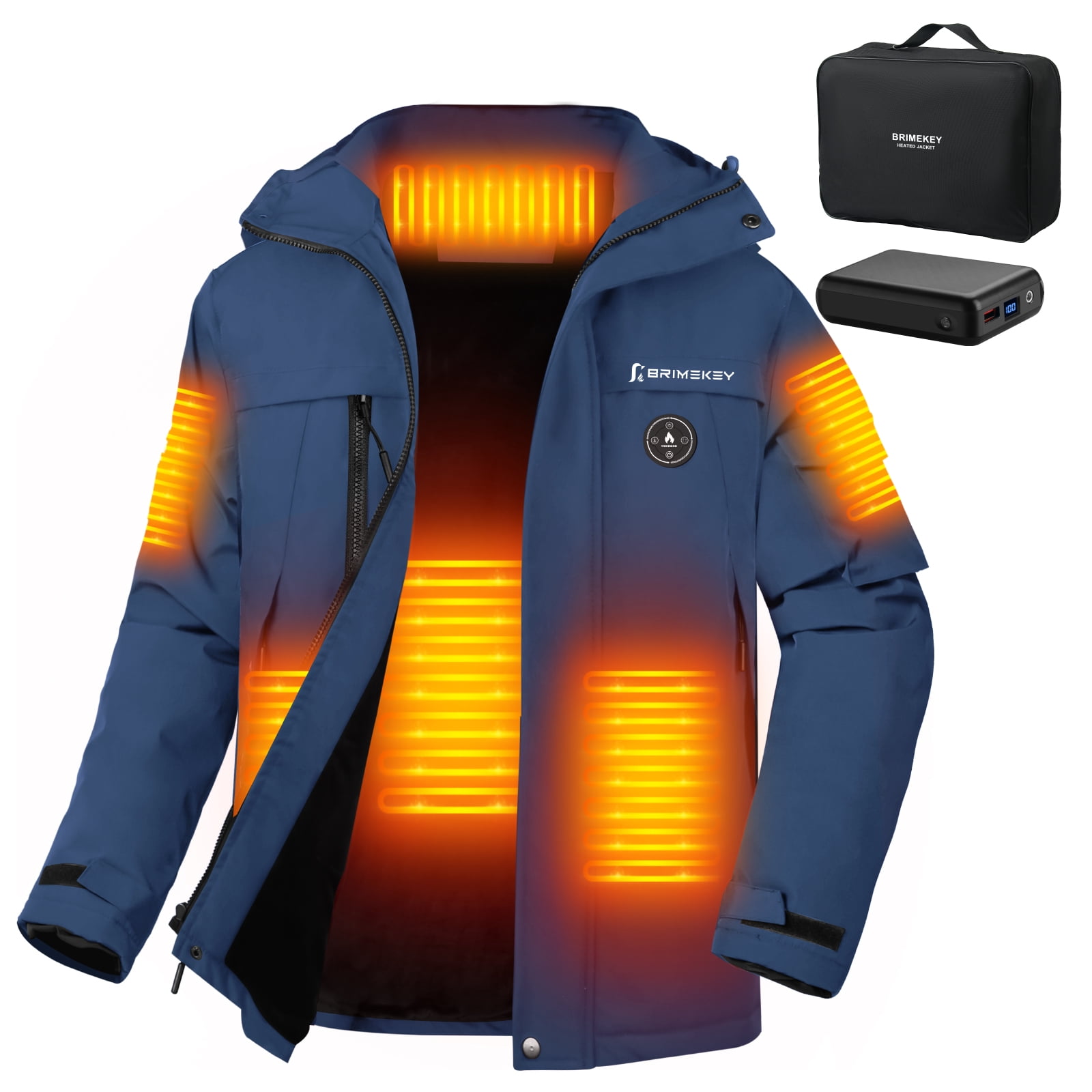 Brimekey Heated Jacket for Men with 12000mAh Battery Pack, 6 Heating ...