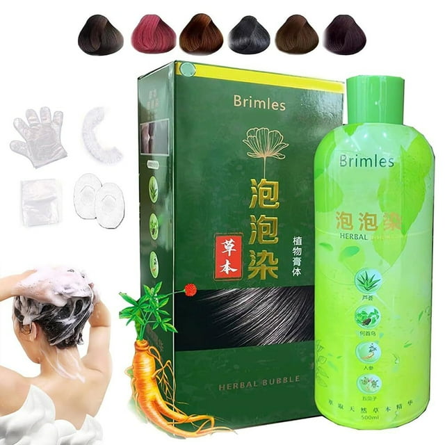 Brimles Bubble Hair Dye Shampoo, Brimles Bubble Dye for Grey Hair, Pure