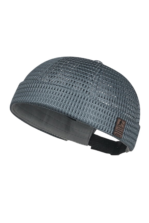 Brimless Docker Cap Mesh Breathable Adjustable Skullcap for Men and Women Streetwear Sailor Hat Dark Gray