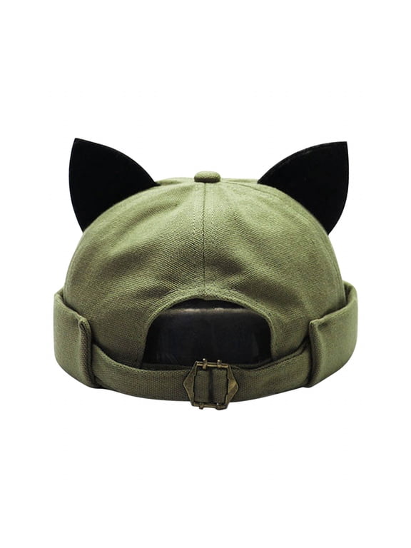 Brimless Docker Ears Hat Adjustable Backwards Cap for Outdoor Sports One Size Cotton Cloth Lightweight Foldable