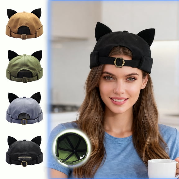 Brimless Docker Ears Hat Adjustable Cotton Beanie for Outdoor Sports One Size 55-59cmforOutdoor/Sports(Black),Ccwuwei