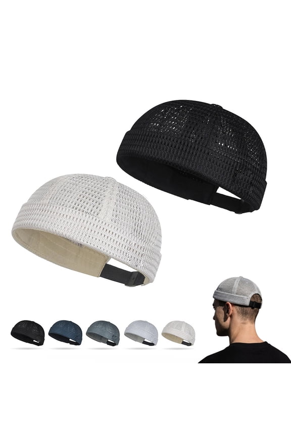 Brimless Docker Hat, Men's Breathable Brimless Docker Hat - Lightweight Mesh Skull Cap for Summer Outdoor Wear