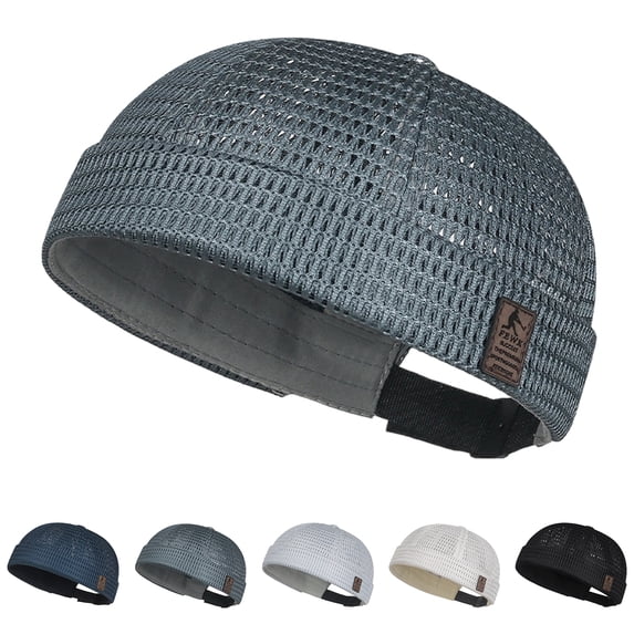 Brimless Hat Mesh Cap Summer Breathable Docker Hat Adjustable Skull Cap