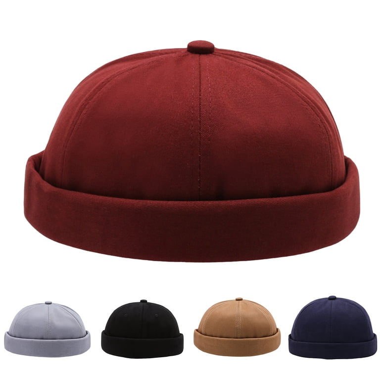 Stretchable Cotton Blend Knit Beanie Hat Adjustable Brimless Cap Men Adjustable Beanie Hat Knit Brimless Cap Rolled Cuff  main image 3