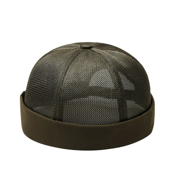 Brimless Hats for Women, Yigetop Men Solid Brimless Hats Outdoor Hip Hop Cap Fashion Retro Hat Adjustable Brimless Skullcap Biker Hats for Women Army Green One Size
