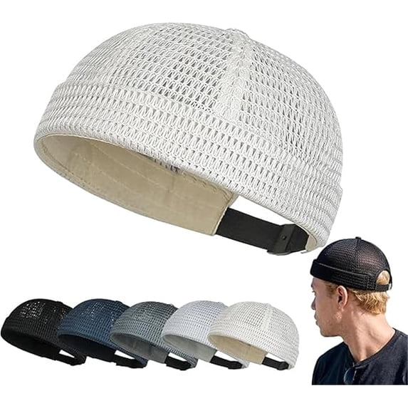Brimless Hats for Men Breathable Brimless Docker Hat Lightweight Mesh Skull Cap Beanie Hats (Beige)