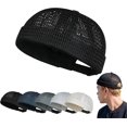 thumbnail image 1 of Brimless Hats for Men Breathable Brimless Docker Hat Lightweight Mesh Skull Cap Beanie Hats (Black), 1 of 8