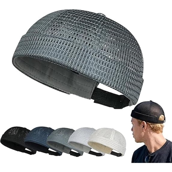 Brimless Hats for Men Breathable Brimless Docker Hat Lightweight Mesh Skull Cap Beanie Hats (Dark Gray)