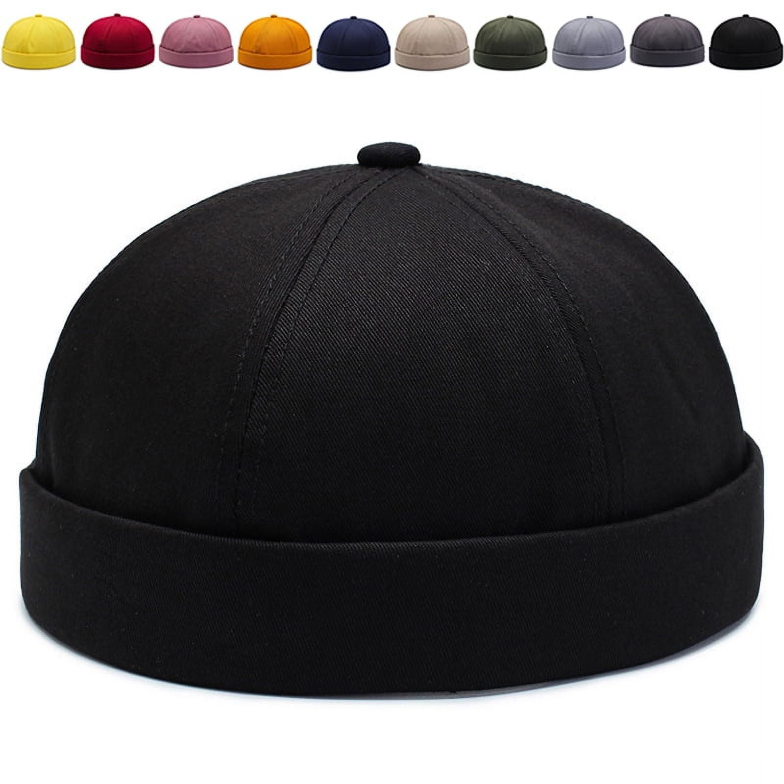 Brimless Hats for Men, Docker Cap No Brim Hat Retro Flip Hat Vintage Rolled  Beanie Skullcap, Adjustable (56-58CM,Dark gray)