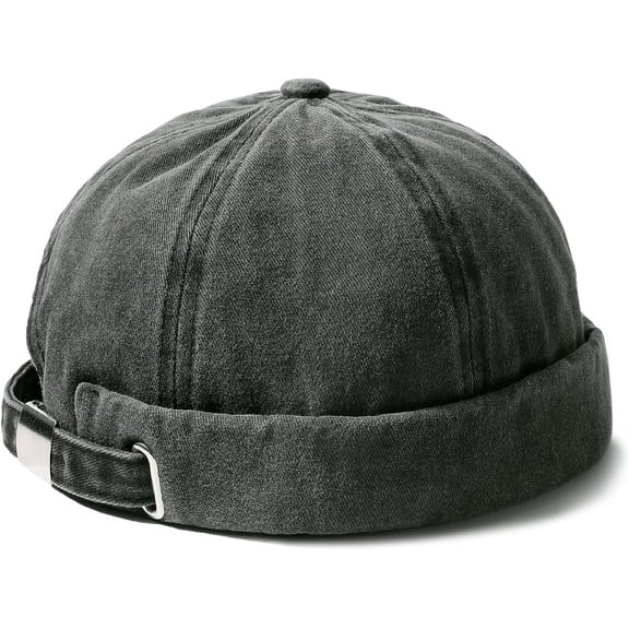 DOVACKA Brimless Hats for Men Womens Skullcap Mens Vintage Docker Beanie Cap Washed Cotton Rolled Cuff Harbour Hat,Dark Green
