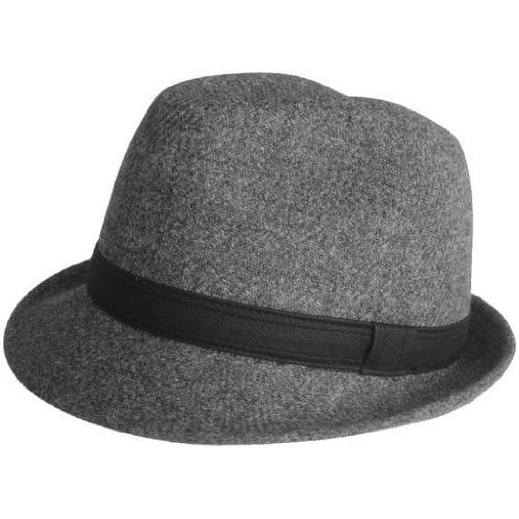 Brims "Windsor" Classic 100% Wool Fedora (Grey, Large)