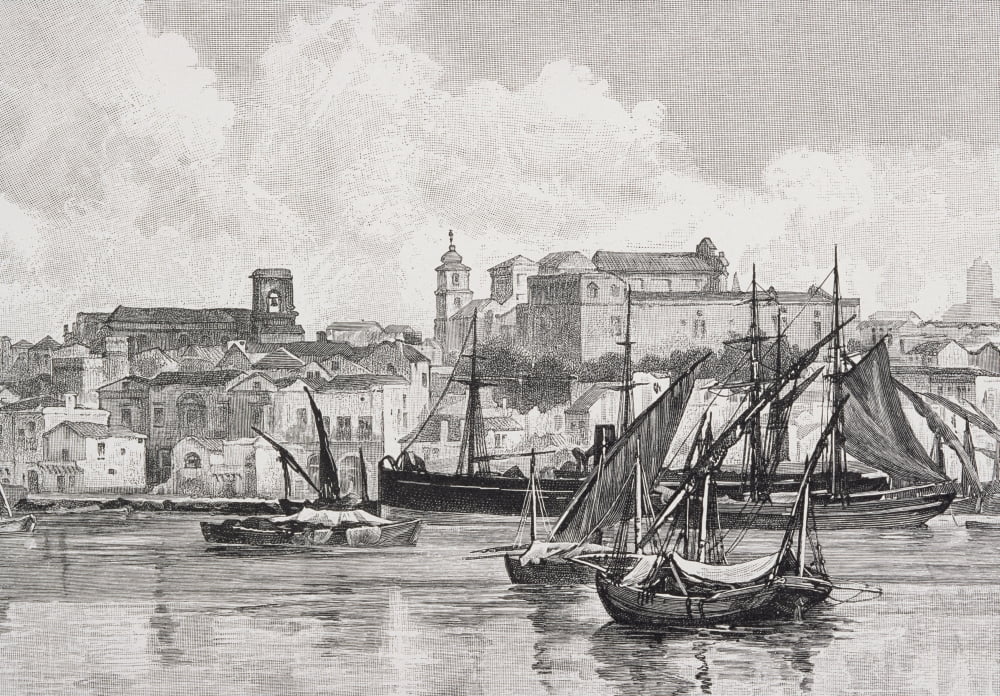 Brindisi Italy The Harbour From The Picturesque Mediterranean Published Circa 1880 Canvas Art - Ken Welsh Design Pics (34 x 24)