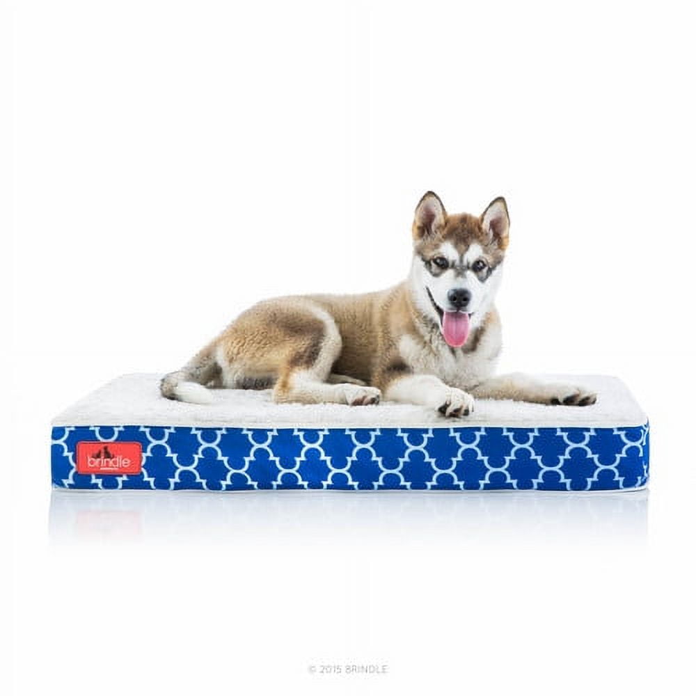Large Navy Trellis Orthopedic Waterproof Dog Bed