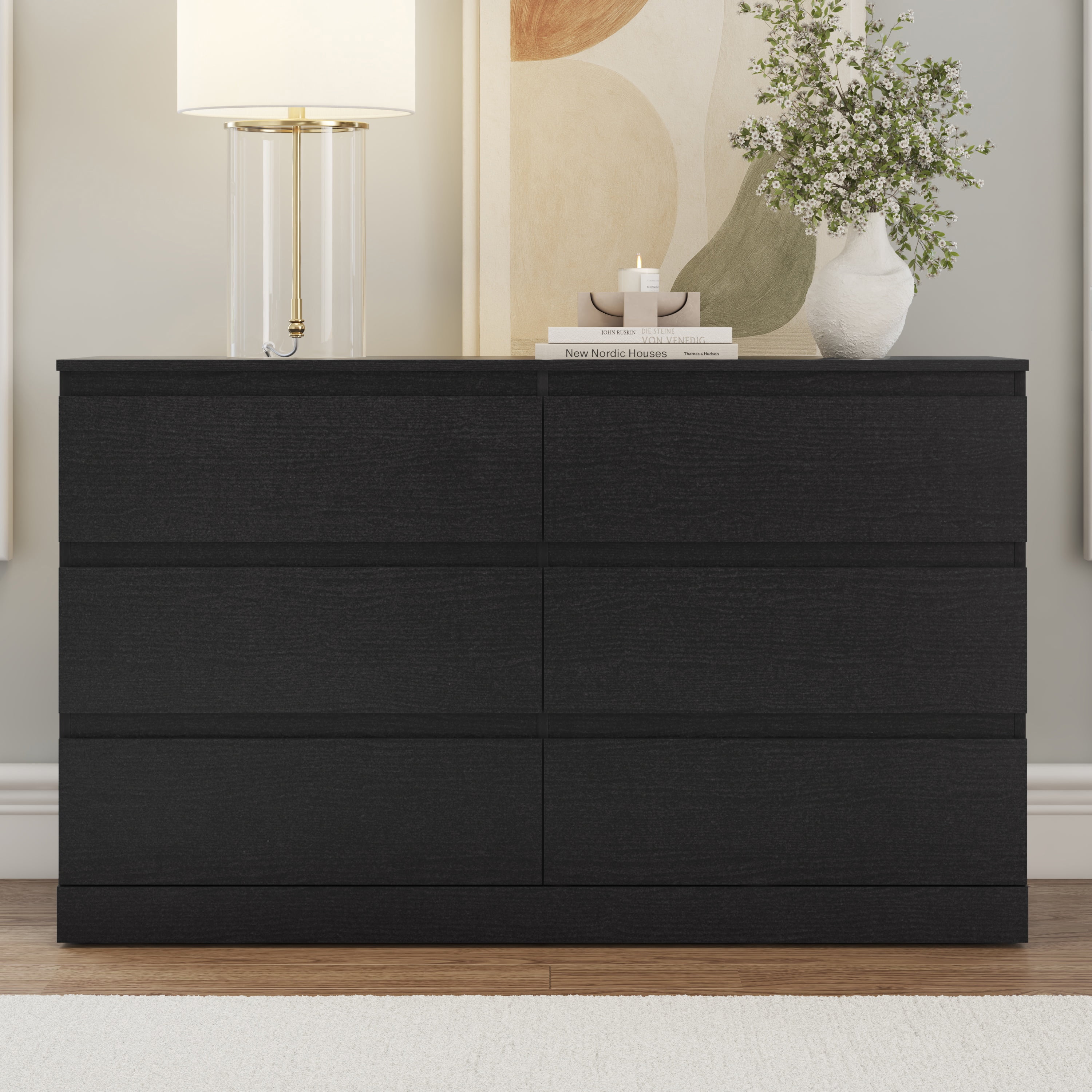 Brindle 6 Drawer Dresser, Black Oak, by Hillsdale Living