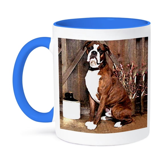 3dRose, Brindle Boxer, 11oz Two-Tone Blue Mug