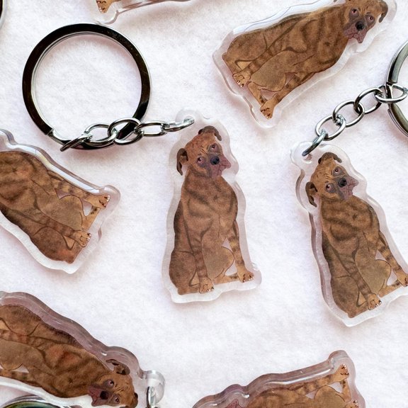 Brindle Boxer Keychain, Acrylic Keychain, Dog Keychain, Original Artwork Keychain (1 keychain)