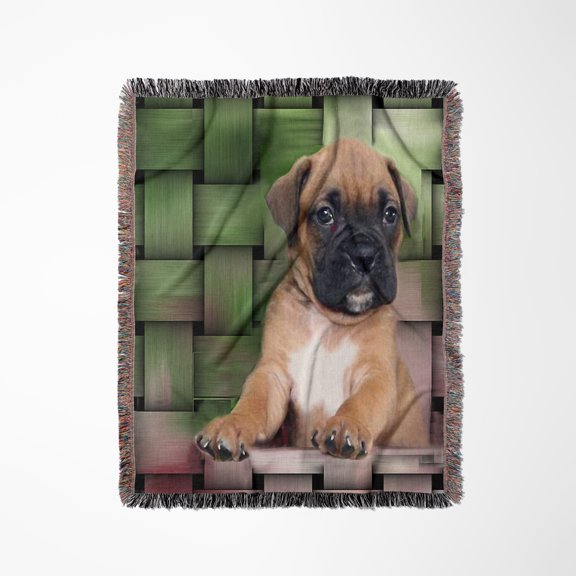 Brindle Boxer Puppy, Woven Blanket