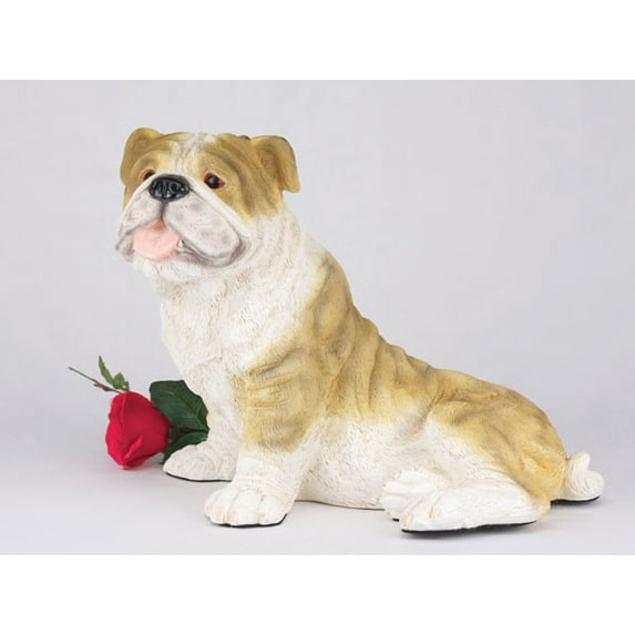 Brindle Bulldog, and White Cremation Pet Urn for a Dog Memorial in remembrance of your beloved family pet.