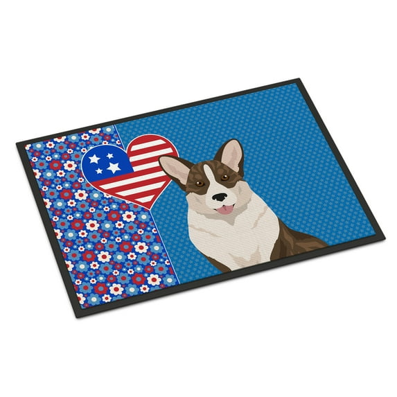 Brindle Cardigan Corgi USA American Indoor or Outdoor Mat 24x36