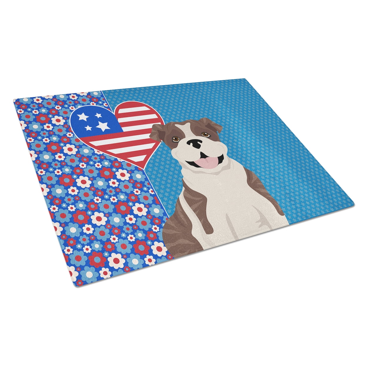Brindle English Bulldog Glass Cutting Board Large 12 in x 15 in