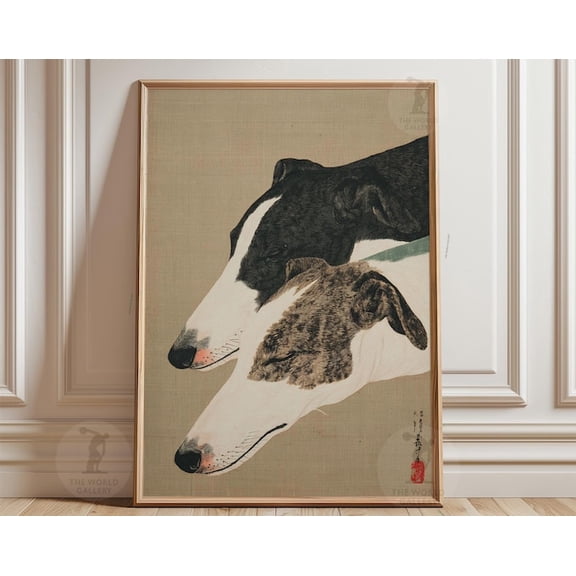 Brindle Greyhound Dog Black White Sighthound Wall Art Print, Unframed Paper Poster 8x10in